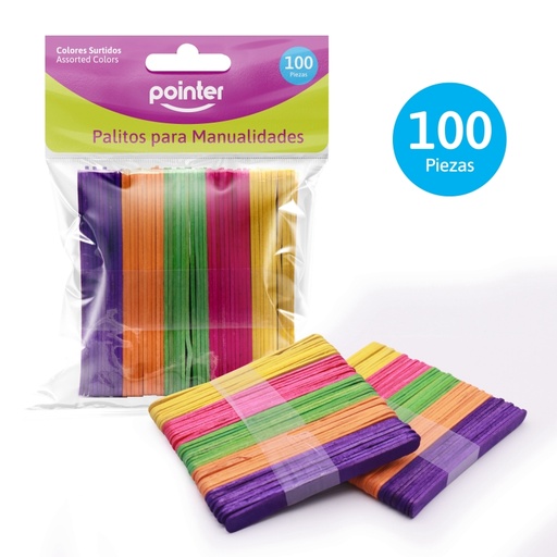 [30-CW-100CO] PALITOS DE COLORES PARA MANUALIDADES x 100 PIEZAS