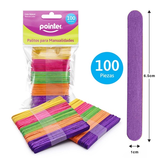 [65-CW-100CO] PALITOS DE COLORES PARA MANUALIDADES x 100 PIEZAS
