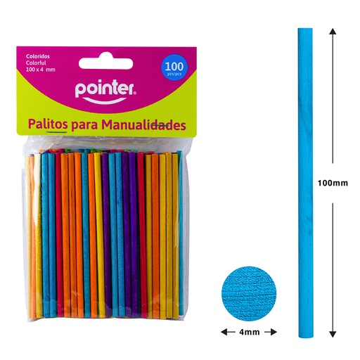 [RW-1004-CO] PALITOS DE COLORES PARA MANUALIDADES X100PZS