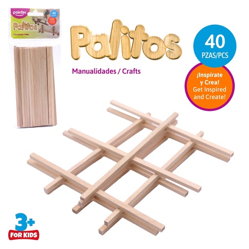 [ST-40NO] PALITOS PARA MANUALIDADES CUADRADOS 15 x 0.5CM x40PZAS
