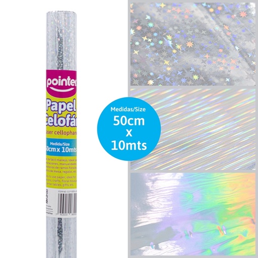 [CLP-7025-LAS] PAPEL CELOFAN HOLOGRAFICO 70X25M