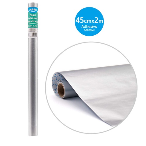 [PA-45200-SV] PAPEL CONTAC METALIZADO PLATEADO - 45Cm x 2Mts