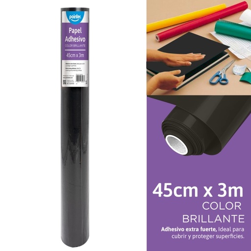 [7016B-3M] PAPEL CONTAC NEGRO 45CMX3M