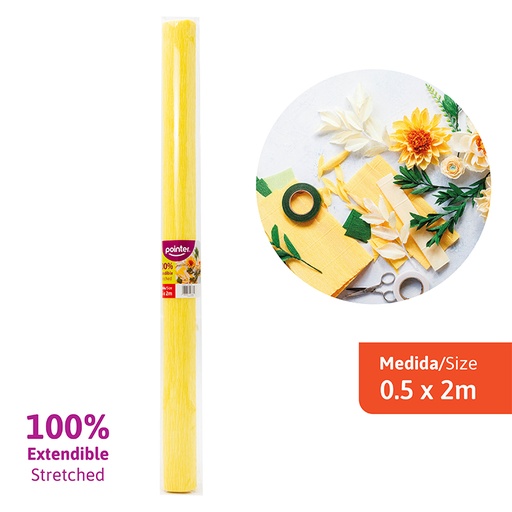 [CP-052-YE] PAPEL CREPE ELASTICO 2M (AMARILLO)