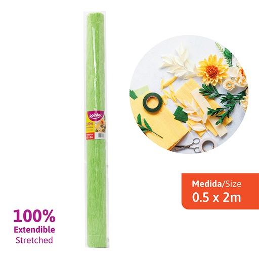 [CP-052-GN] PAPEL CREPE EXTENDIBLE - VERDE (0.5x2M)