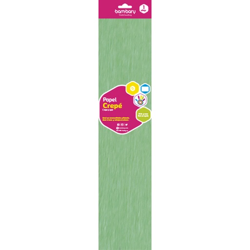 [107-0250/320] PAPEL CREPE VERDE - 50CM x 2M