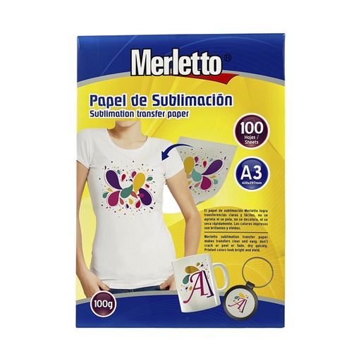 [780-5023520] PAPEL DE SUBLIMACION 100G - A3 x100 HOJAS
