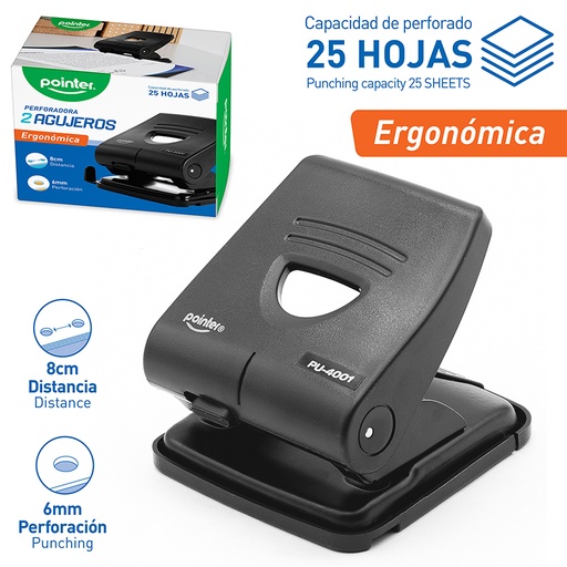 [PU-4001] PERFORADORA 2 AGUJEROS, CAPACIDAD HASTA 25 HOJAS