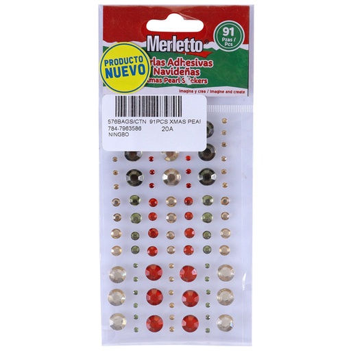 [784-7963586] PERLAS ADHESIVAS NAVIDEÑAS x91PZAS