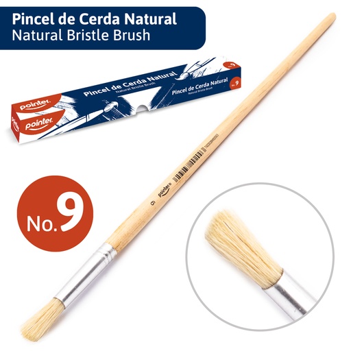 [A582P-9] PINCEL DE CERDA NATURAL REDONDO N9