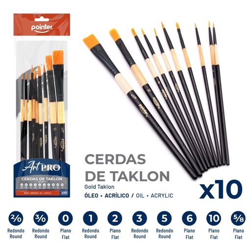 [AB-1703] SET DE PINCELES ART PRO x10PZAS