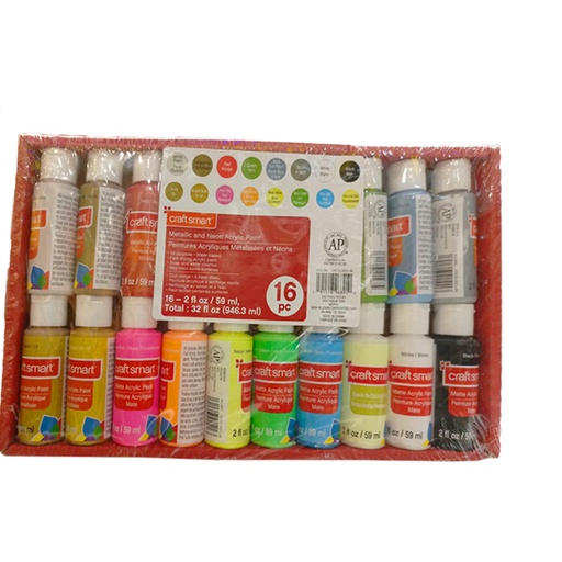 [191518968910] PINTURA ACRILICA NEON Y METALICA X16