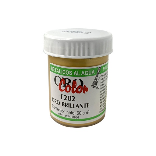 [F202] PINTURA METALICO AL AGUA ORO BRILLANTE 60ML