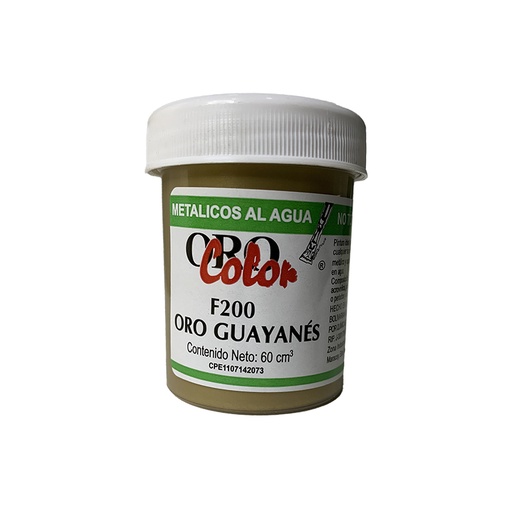 [F200] PINTURA METALICOS AL AGUA ORO GUAYANES 60ML