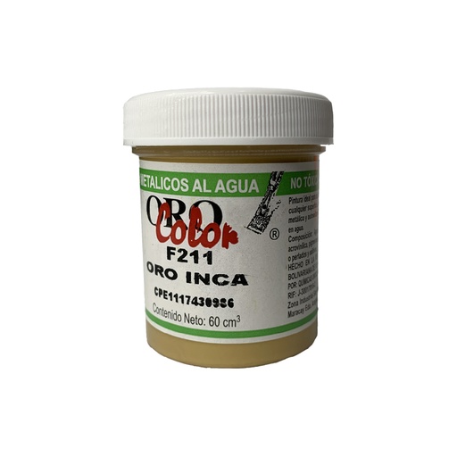 [F211] PINTURA METALICOS AL AGUA ORO INCA 60ML