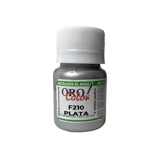 [F210] PINTURA METALICOS AL AGUA PLATA 30ML 