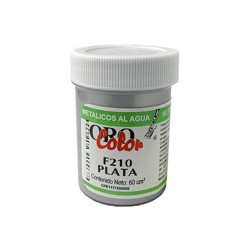 [F210] PINTURA METALICOS AL AGUA PLATA 60ML 