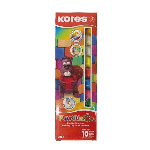 [34010.21] PLASTILINA ESCOLAR - 200GR x10 COLORES