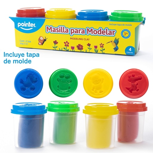[DGH-460] PLASTILINA PARA MOLDEAR x4 COLORES BRILLANTES