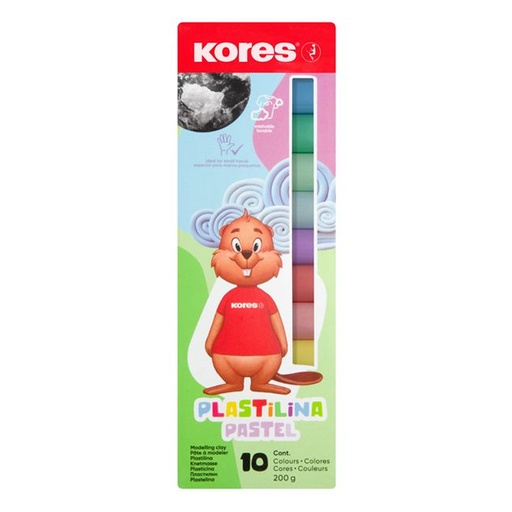 [34016.21] PLASTILINA ESCOLAR PASTEL - 200GR x10 COLORES