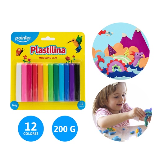 [PST-12200] PACK DE PLASTILINAS PARA MOLDEAR x12 COLORES