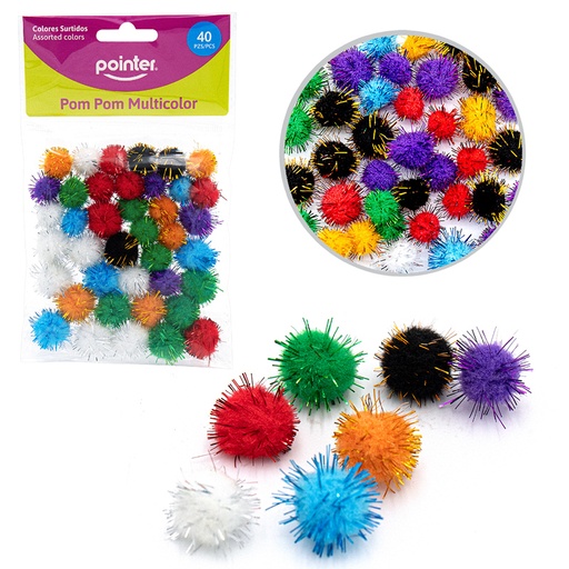 [ANC-1761] POMPONES GLITTER MULTICOLORES - x40PZAS