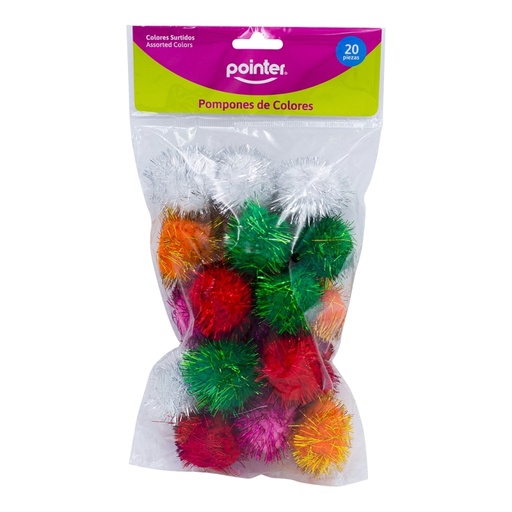 [ANC-1985] POMPONES GLITTER MULTICOLOR - x20PZAS