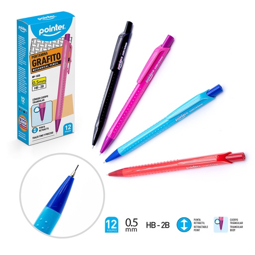 [MP-1320] PORTAMINAS CUERPO PLASTICO TRIANGULAR 0.5MM