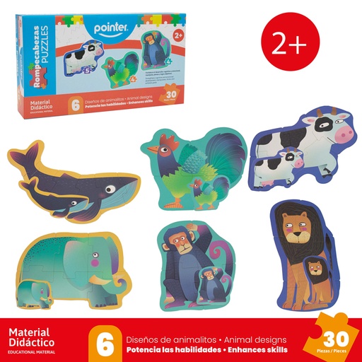 [PZZ-22127] ROMPECABEZAS x30 PZAS - DISEÑOS DE ANIMALES