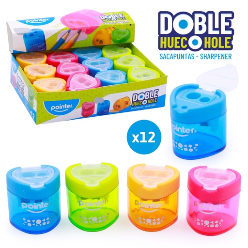 [SH-1632] SACAPUNTAS PLASTICO DOBLE CON DEPOSITO
