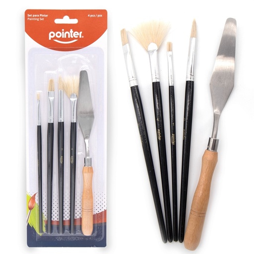 [AB-1106] SET DE 4 PINCELES + ESPATULA