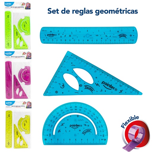 [RU-1920-F] SET DE REGLAS GEOMETRICAS FLEXIBLES x 3 PZAS.