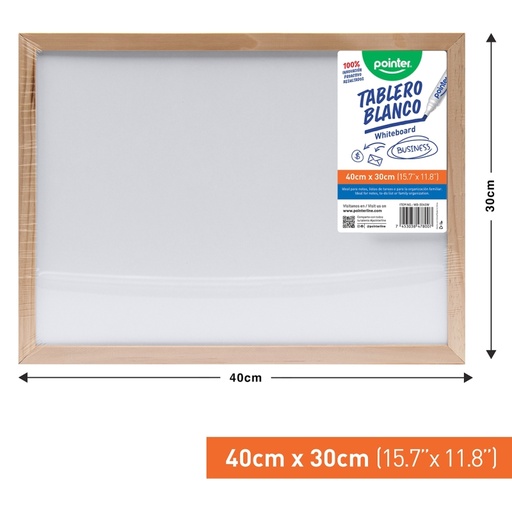 [WB-3040W] TABLERO BLANCO - 30 x 40CM