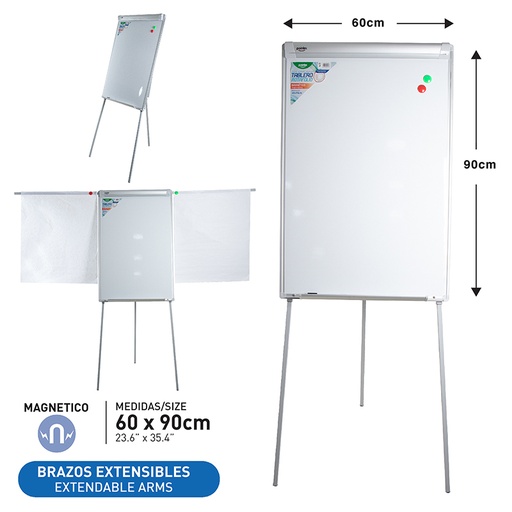 [SWB-6090] TABLERO BLANCO CON SOPORTE 60X90CM