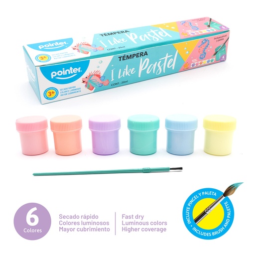 [TP-206-PA] TEMPERA 6 COLORES (PASTEL)