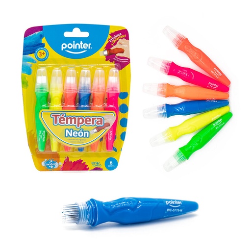 [WC-5776-N] TEMPERA NEON TIPO BROCHA (SET X6 COLORES)