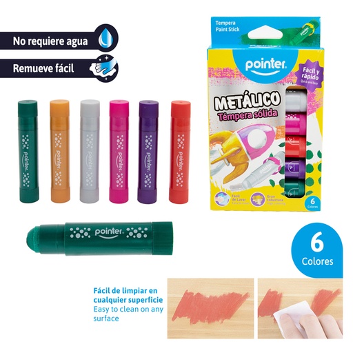 [TS-22148-M] TEMPERA SOLIDA METALICA x 6 COLORES