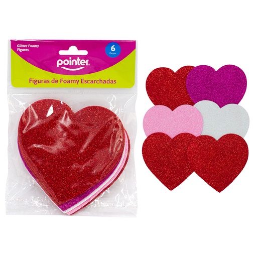 [CH106-J0028] FIGURAS DE FOAMY ESCARCHADA (CORAZON) - x6PZAS