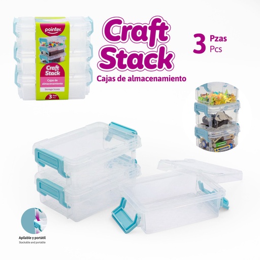 [PP-2424] CAJAS PLASTICAS DE ALMACENAMIENTO x3PZAS (11 x 8 x 4CM)