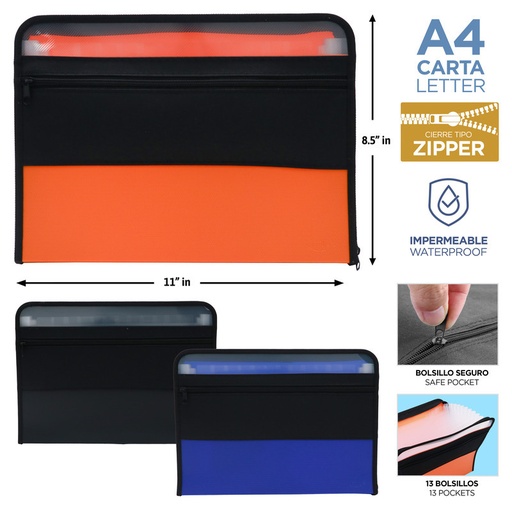 [FL1-49] ARCHIVADOR 13 BOLSILLOS CARTA/A4 21x29,7CM