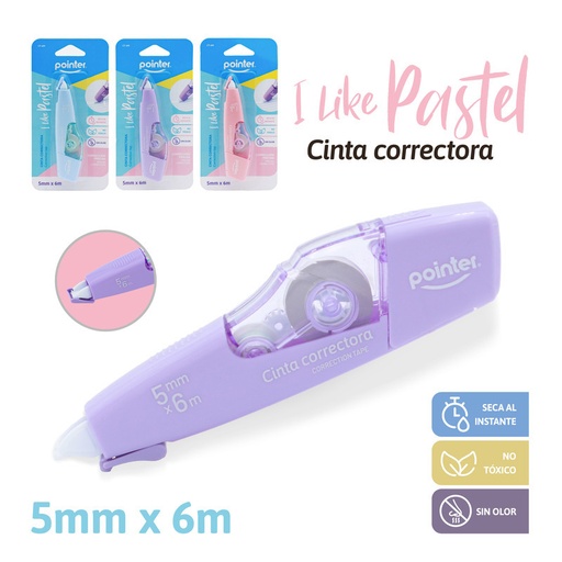 [CT-6M] CINTA CORRECTORA - 0,5CM x 6M (CUBIERTA PASTEL)