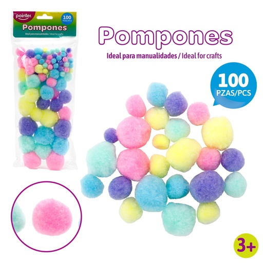 [ANC-23143] POMPONES x 100 PZAS (PASTEL)