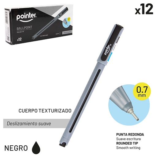 [BP-7007-N] BOLIGRAFO TINTA NEGRA 0.7MM - CUERPO TEXTURIZADO