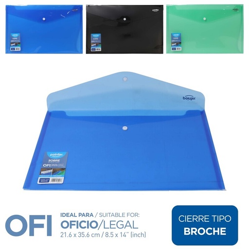 [JD812] SOBRE PLASTICO TRANSPARENTE PORTADOCUMENTOS - OFICIO/LEGAL 21,6x35,6Cm