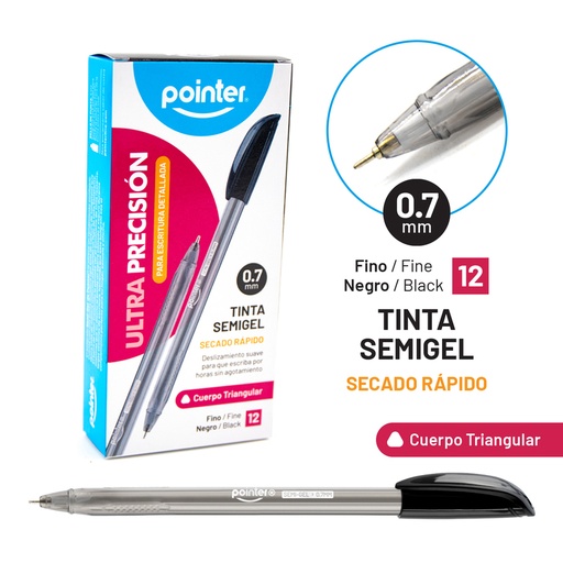 [BP-2007-N] BOLIGRAFO SEMIGEL NEGRO ULTRA PRECISION 0.7MM
