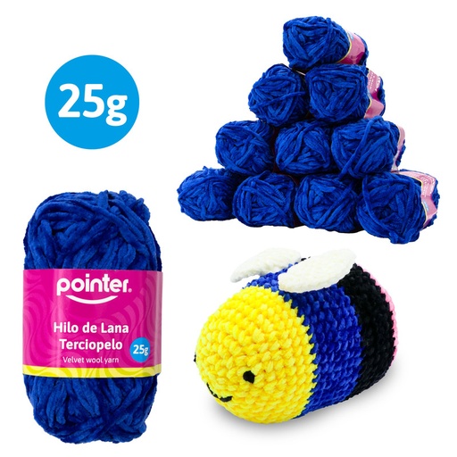 [GKY-25G-BU] HILO DE LANA PARA MANUALIDADES TERCIOPELO AZUL - 25GRS