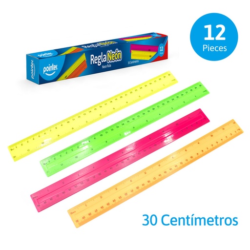 [RU-3088-12] REGLAS PLASTICAS DE COLORES 30 cm