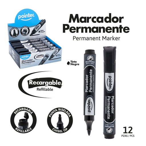 [MK-2425-BK] MARCADOR PERMANENTE NEGRO x 12 PZAS