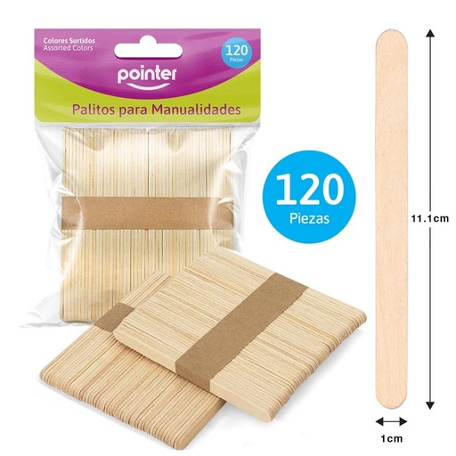 [30-CW-120O] PALETAS PARA MANUALIDADES x120PZAS (COLOR NATURAL)