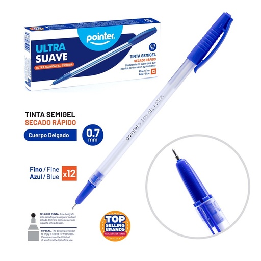 [BP-5007-A] BOLIGRAFO SEMIGEL AZUL ULTRA SUAVE 0.7MM